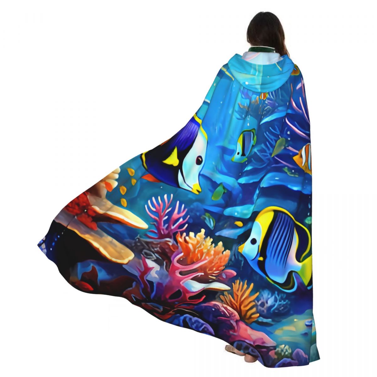 Aquarium Queen Fish - Unisex Witch Party Reversible Hooded Adult