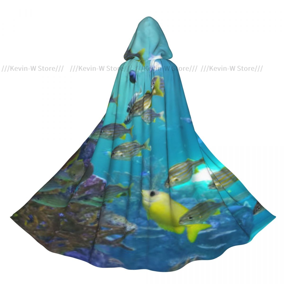 Aquarium Queen Fish - Fish Inside Aquarium Hooded Cloak Polyester