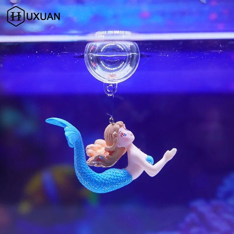Aquarium Fish Beautiful - 2PCS Aquarium Suspension Mermaid Figurine Ornament
