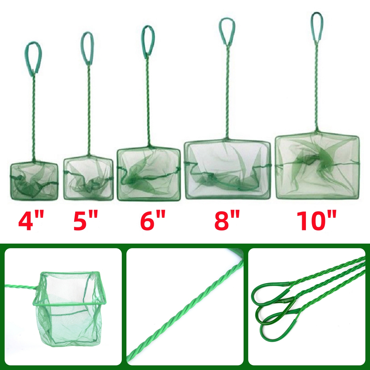 3~10 Inch Portable Nylon Green - Fish Net Handle recension och pris